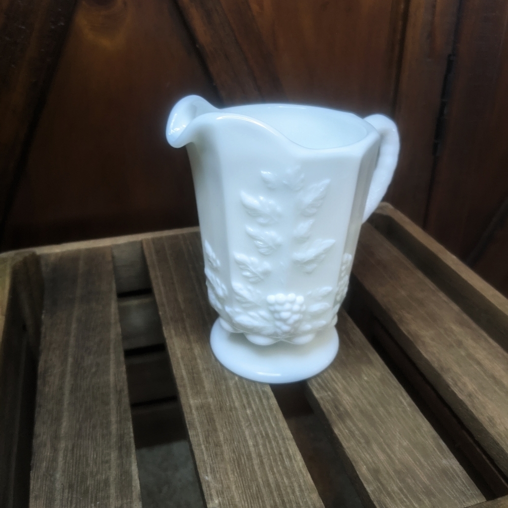 Vintage Milk Glass Footed Pitcher